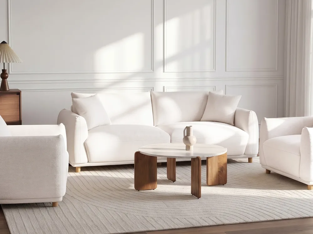 Living Room Set 5 Seater JUBEK Fabric Off-White_1081619