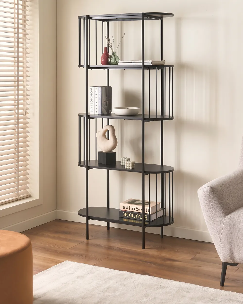 Bücherregal mit 4 Ebenen OREANA 172 cm Schwarz