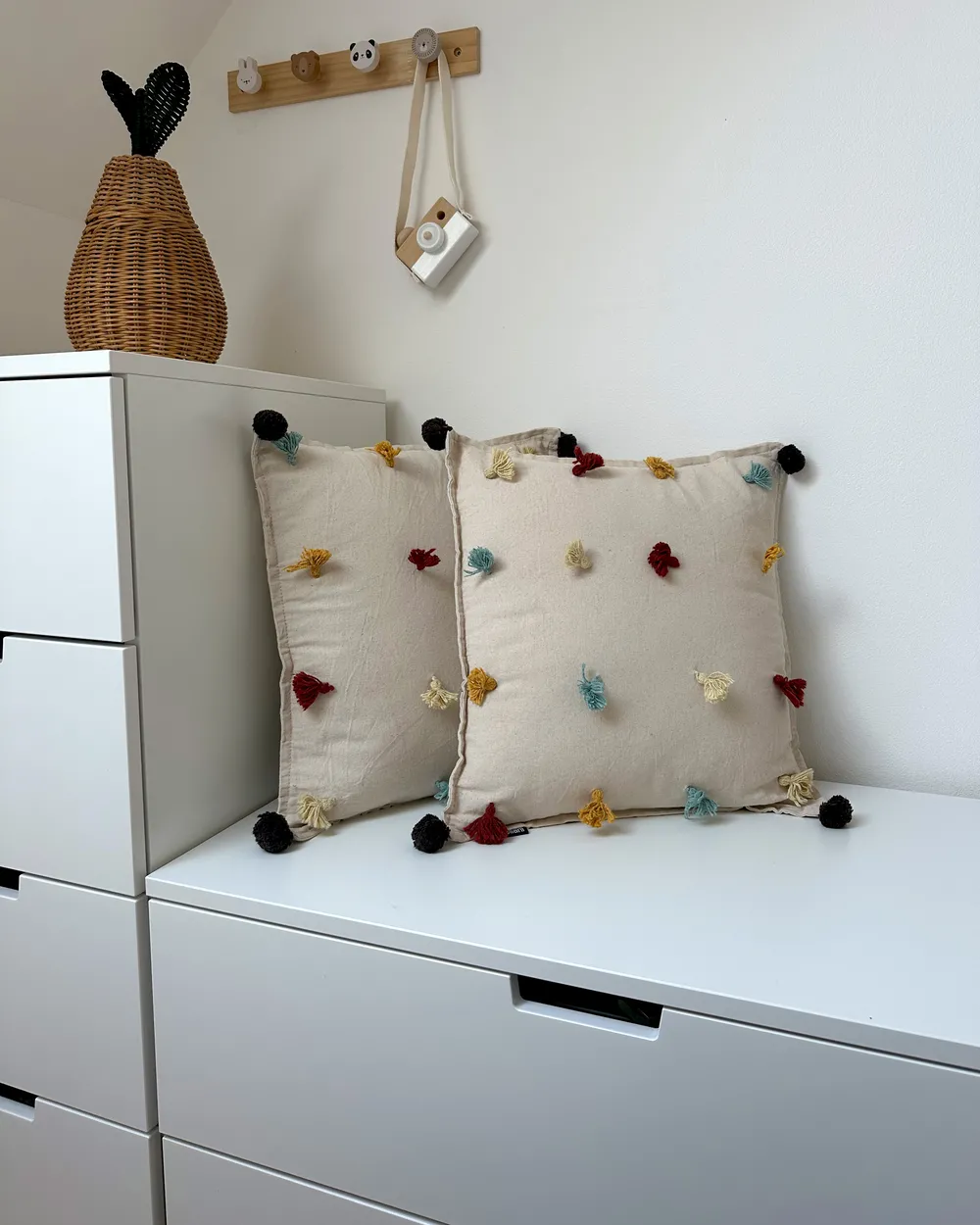 Set of 2 Decorative Cushions FUSSEL Cotton 45 x 45 cm Light Beige_975349