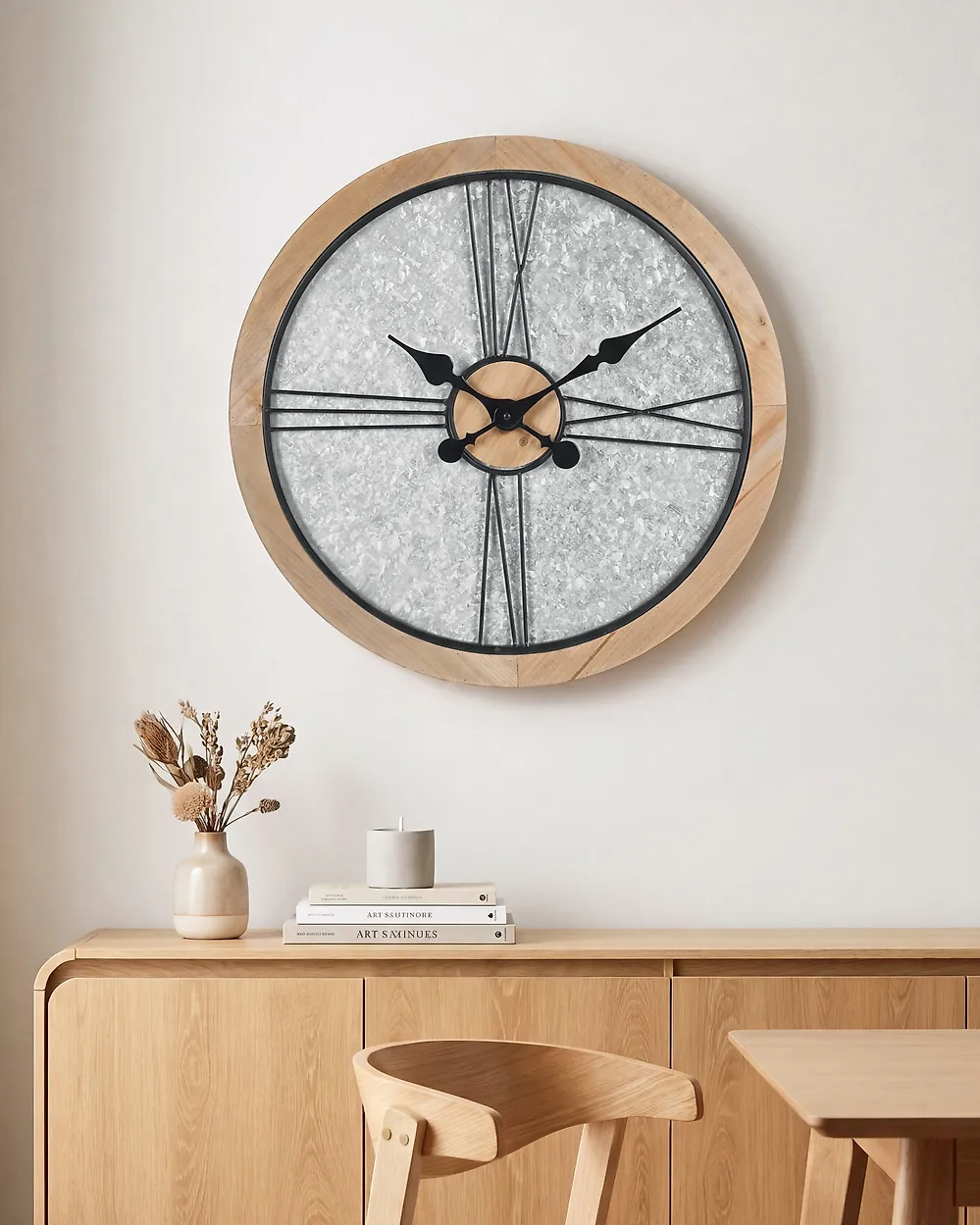 Wanduhr ACACIO Silber / Braun