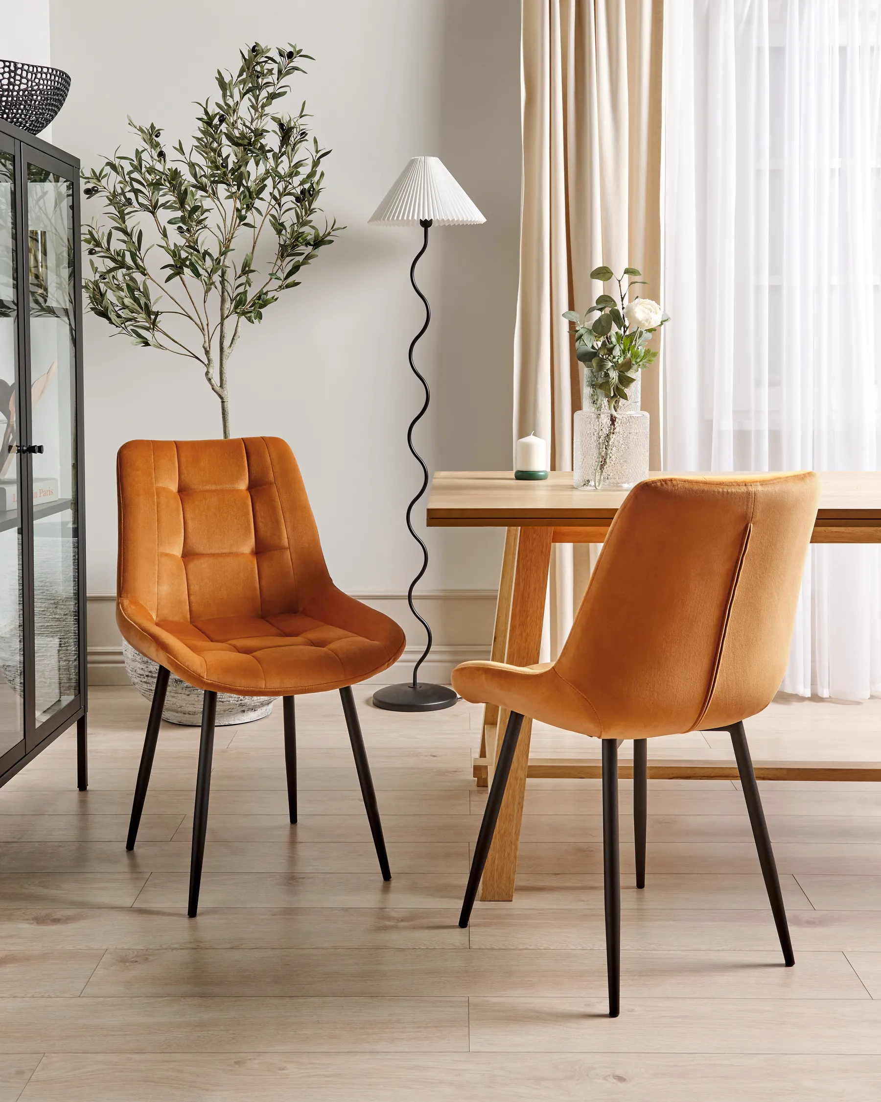 Esszimmerstuhl 2er Set MELROSE Samtstoff Orange_901925