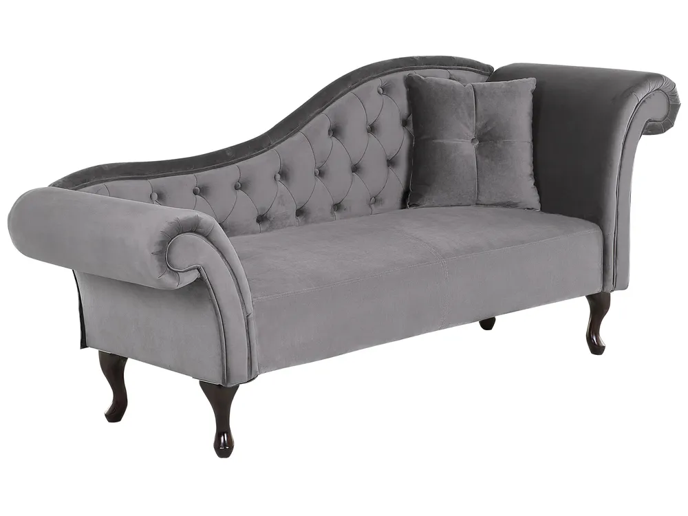 Rechtsseitige Chaiselongue LATTES Samtstoff Grau_738721