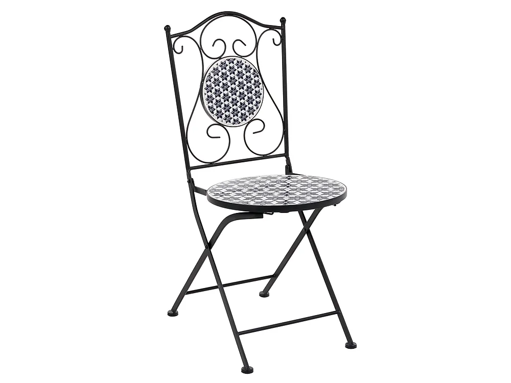 Bistro Set SIROLO Metall Weiß / Blau_1155676