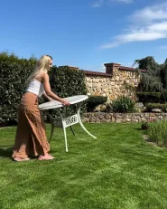 Gartenmöbel Set 4-Sitzer ANCONA inkl. Kissen Metall Cremeweiß_1170164