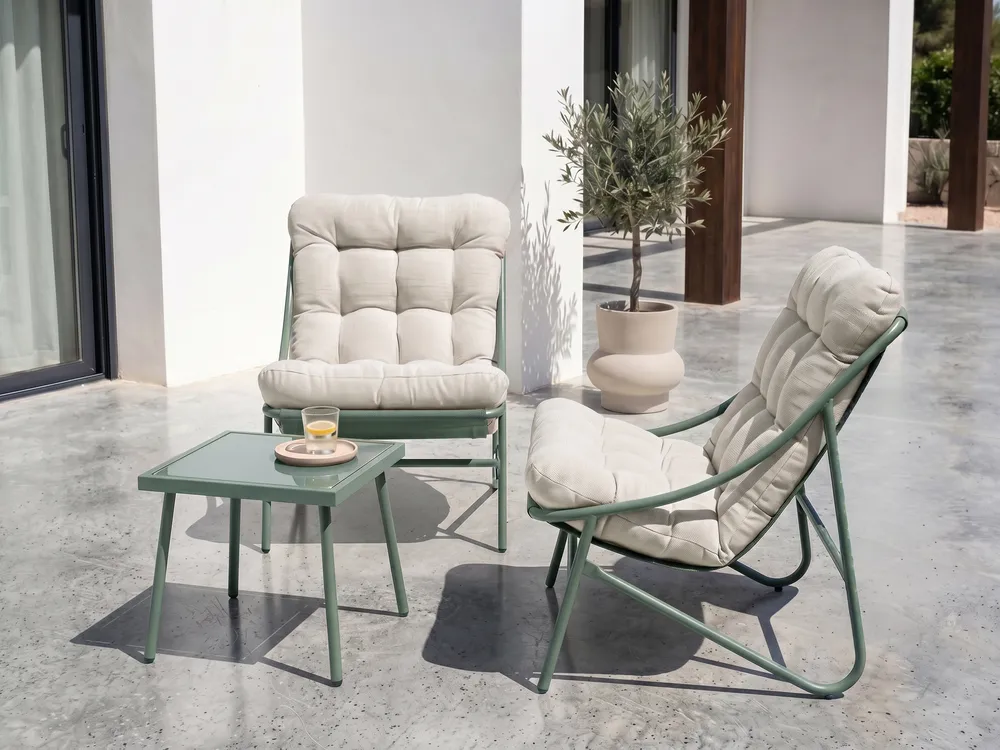 Lounge Set mit Tisch 2-Sitzer MOLVENO Metall Beige / Grün