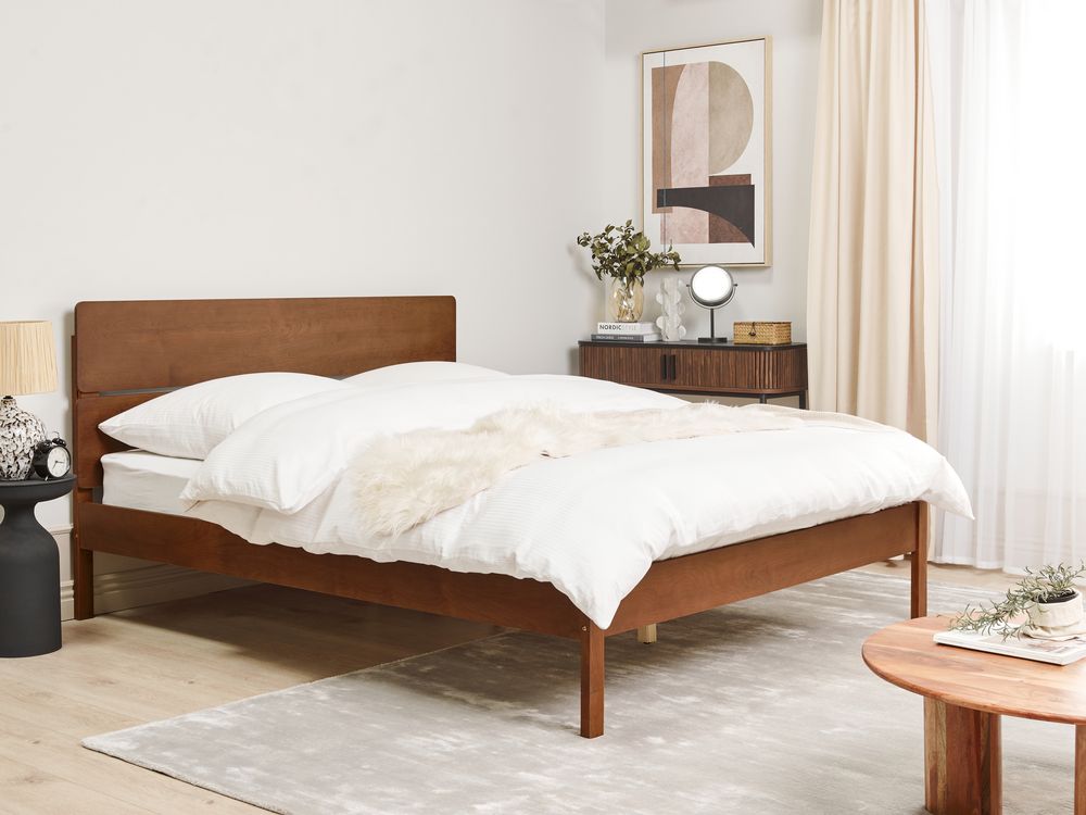 Postelja Les BOISSET 160 x 200 cm Temno rjava barva