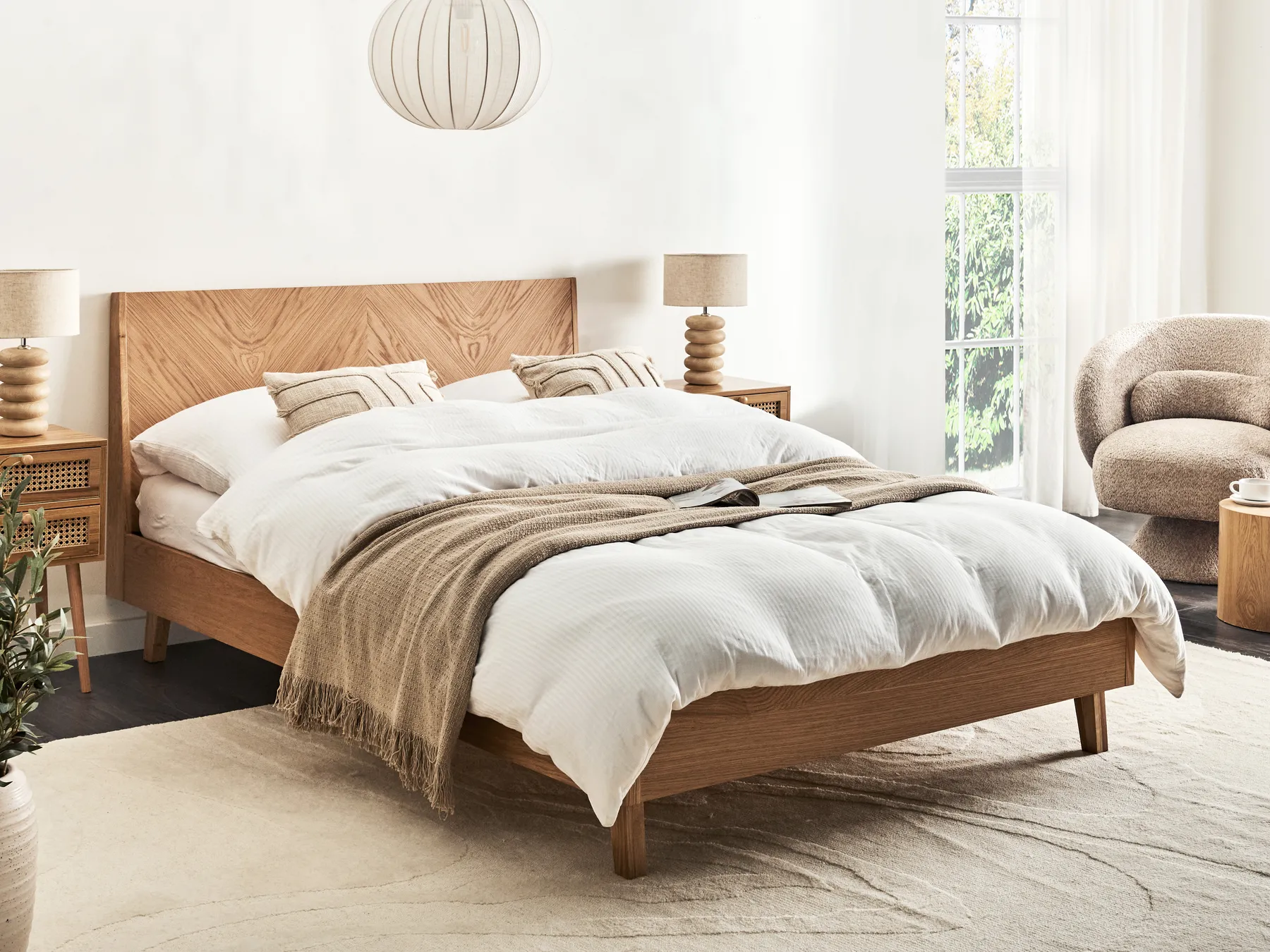 Bed WIZERNES 140 x 200 cm (EU Double) Light Oak_979987