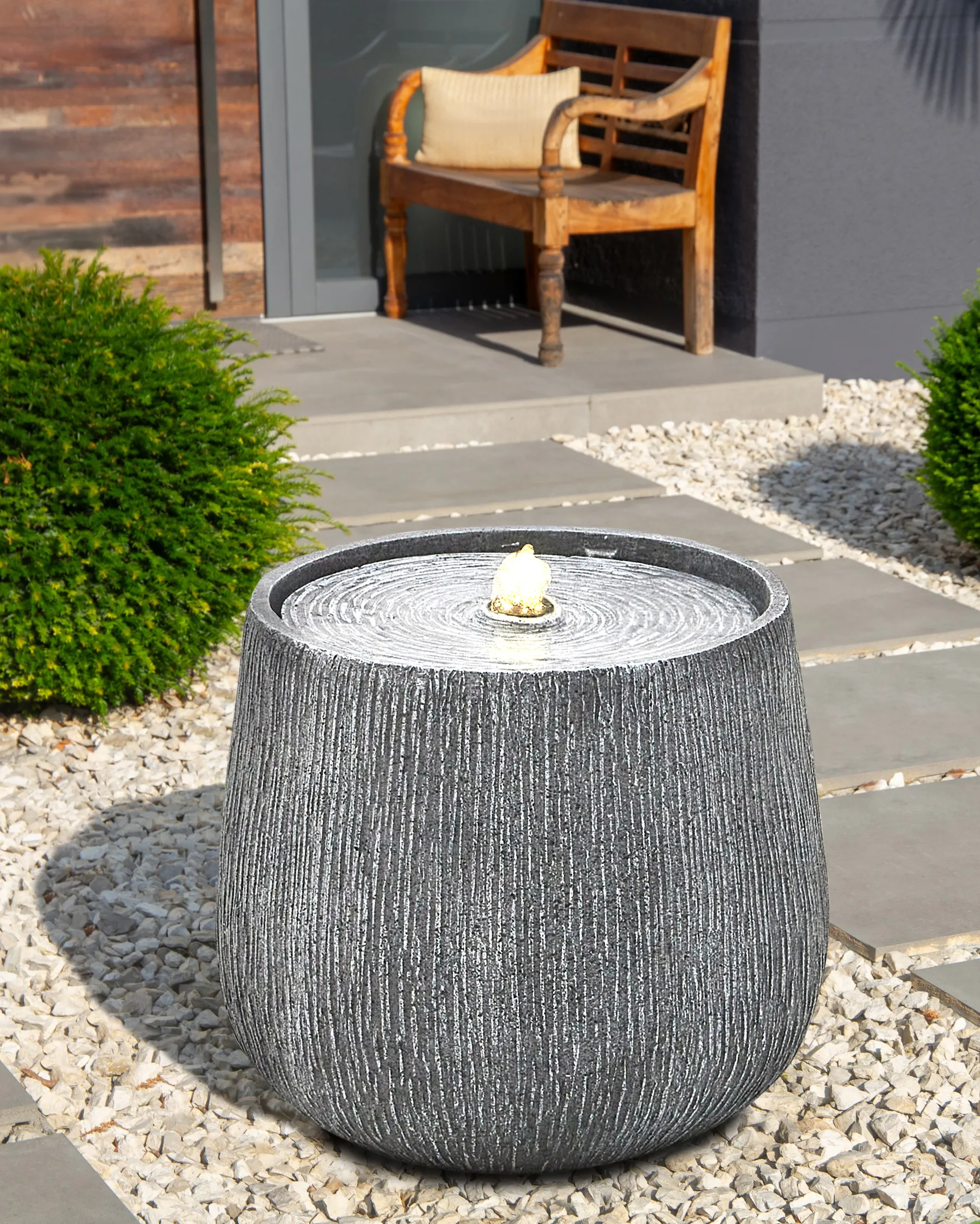 Gartenbrunnen LED CASCATA Grau_984380