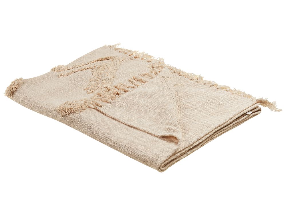 Blanket FATEHPUR Cotton 130 x 180 cm Beige