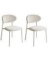 Esszimmerstuhl 2er Set COWLEY Chenillegewebe Hellbeige