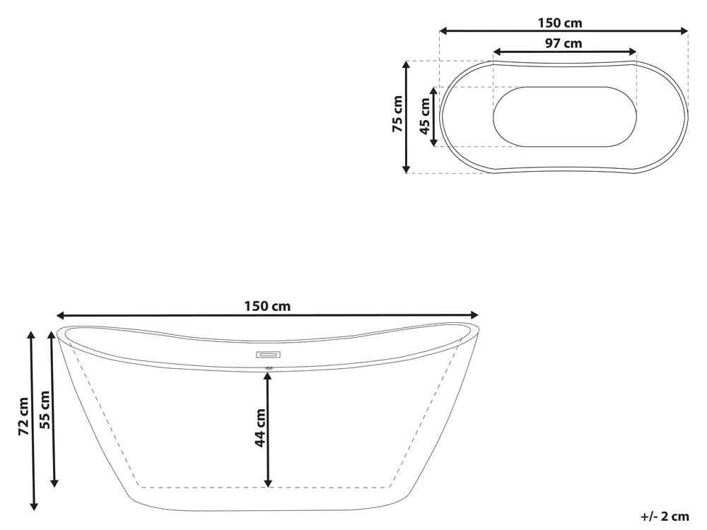 Freestanding Bathtub ANTIGUA 1500 x 750 mm Black_798084