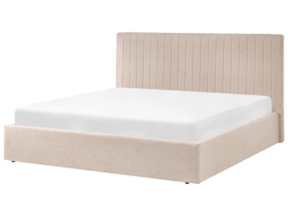 Bett mit Stauraum VION Bouclé Beige 180 x 200 cm_1042732