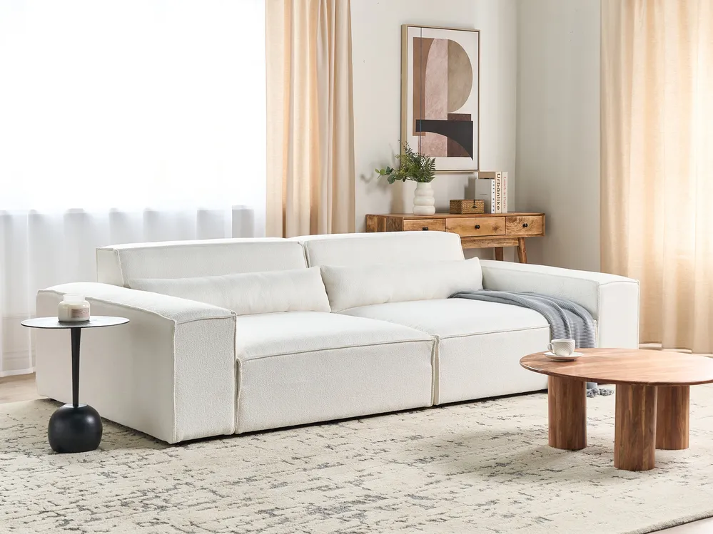 Modulsofa 2-Sitzer HELLNAR Bouclé Cremeweiß