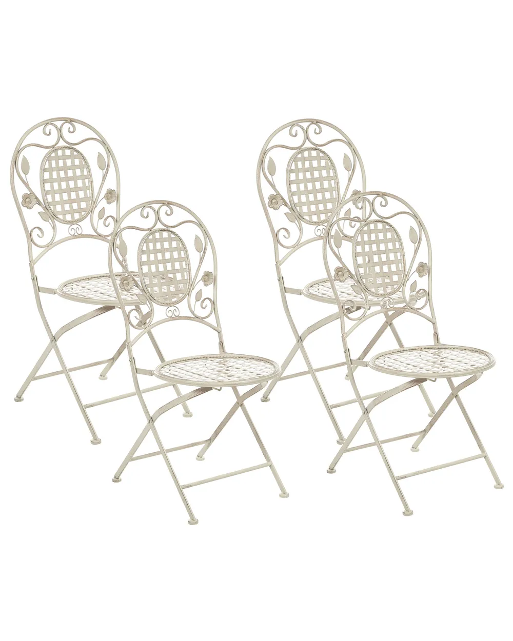 Gartenstuhl 4er Set BIVIO klappbar Metall Cremeweiß