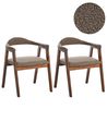 Esszimmerstuhl 2er Set ONECO Holz Braun / Taupe