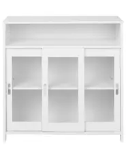 Glass Display Sideboard CRABTREE 86 cm White_996548