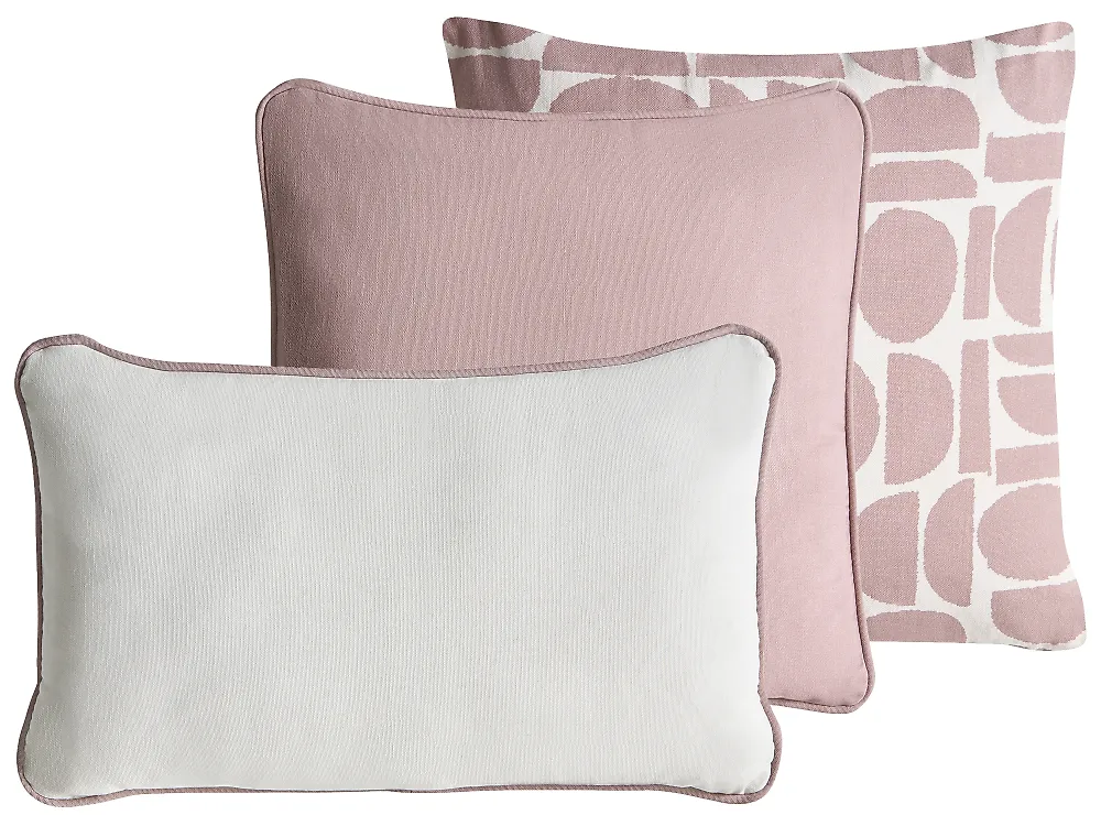 Dekokissen 3er Set PENTACE 30 x 50 cm 45 x 45 cm Baumwolle Rosa Ohne Muster