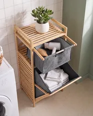 Tilt-Out Laundry Cabinet CUTERVO 40 cm Bamboo Light Brown_1135799