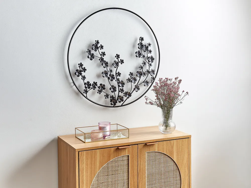 Wandobjekt Blume STRONTIUM Metall 70 cm Schwarz