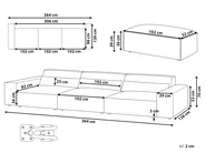 Modular Sofa 3 Seater HELLNAR with Ottoman Fabric Light Brown_912286