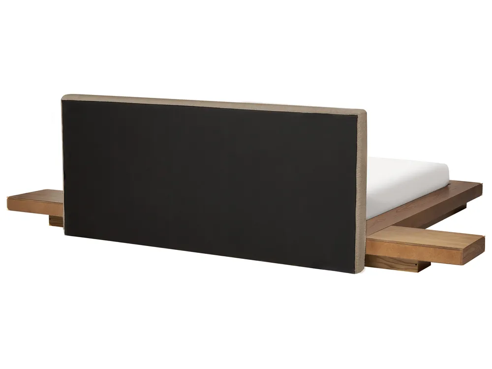 Bett mit LED Bouclé ZEN 160 x 200 cm Naturfarbene Esche_1079879