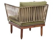 Lounge Set mit Tisch 4-Sitzer CREMONA Akazienholz Dunkelbraun / Grün rechtsseitig_1099809