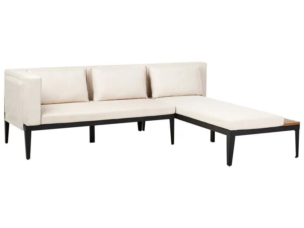 Garden Lounge Set with Table and Ottoman 3 Seater BRACCIANO Certified Acacia Wood Light Beige Left Hand_956332