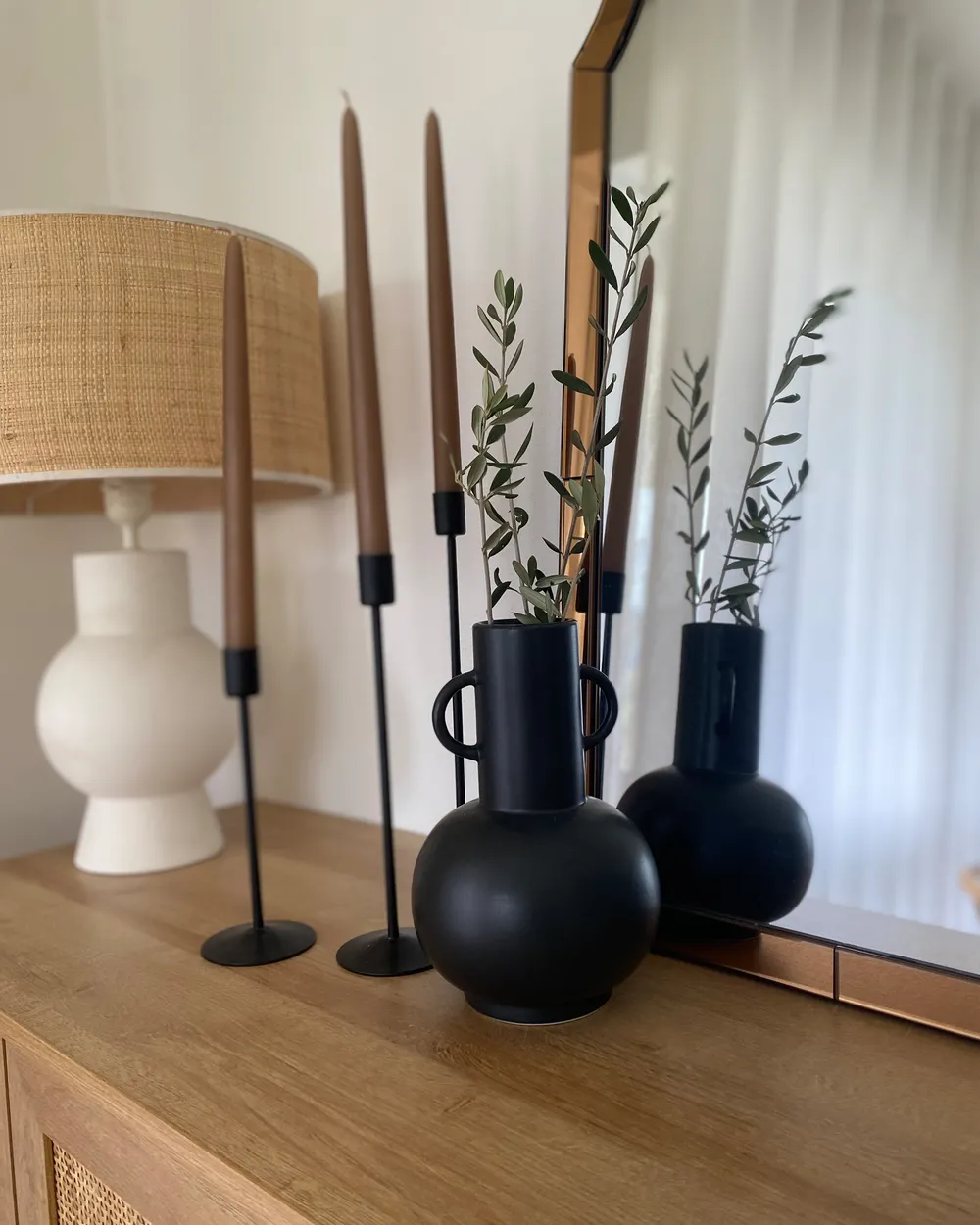 Blumenvase PEREA 26 cm Keramik Schwarz_973227