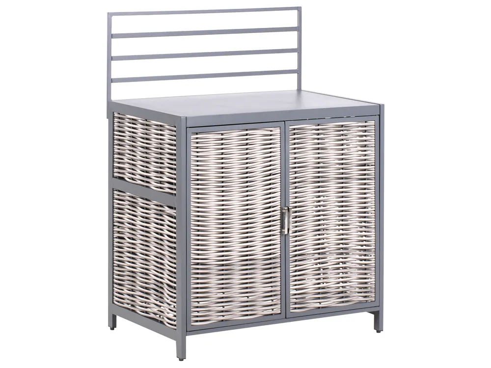 Outdoor-Küche 4er Set mit Spüle MIRADOR Grau Polyrattan_987420
