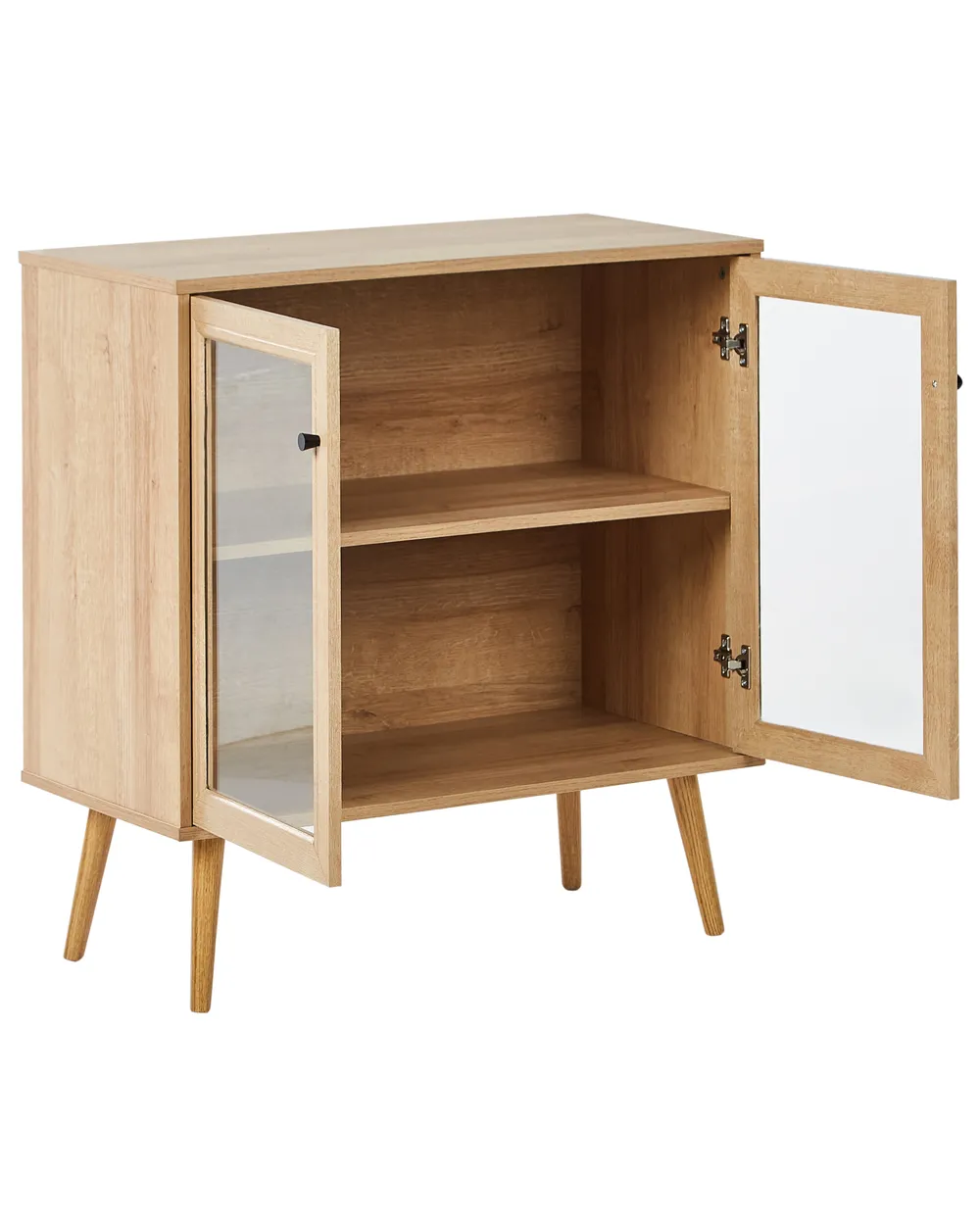 Sideboard mit Glastüren ALBANY 80 cm Hellbraun_963431