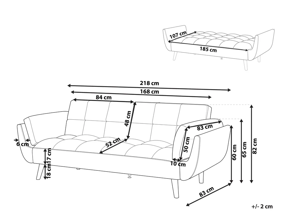 Schlafsofa 3-Sitzer ASBY Stoff Orange_1079513