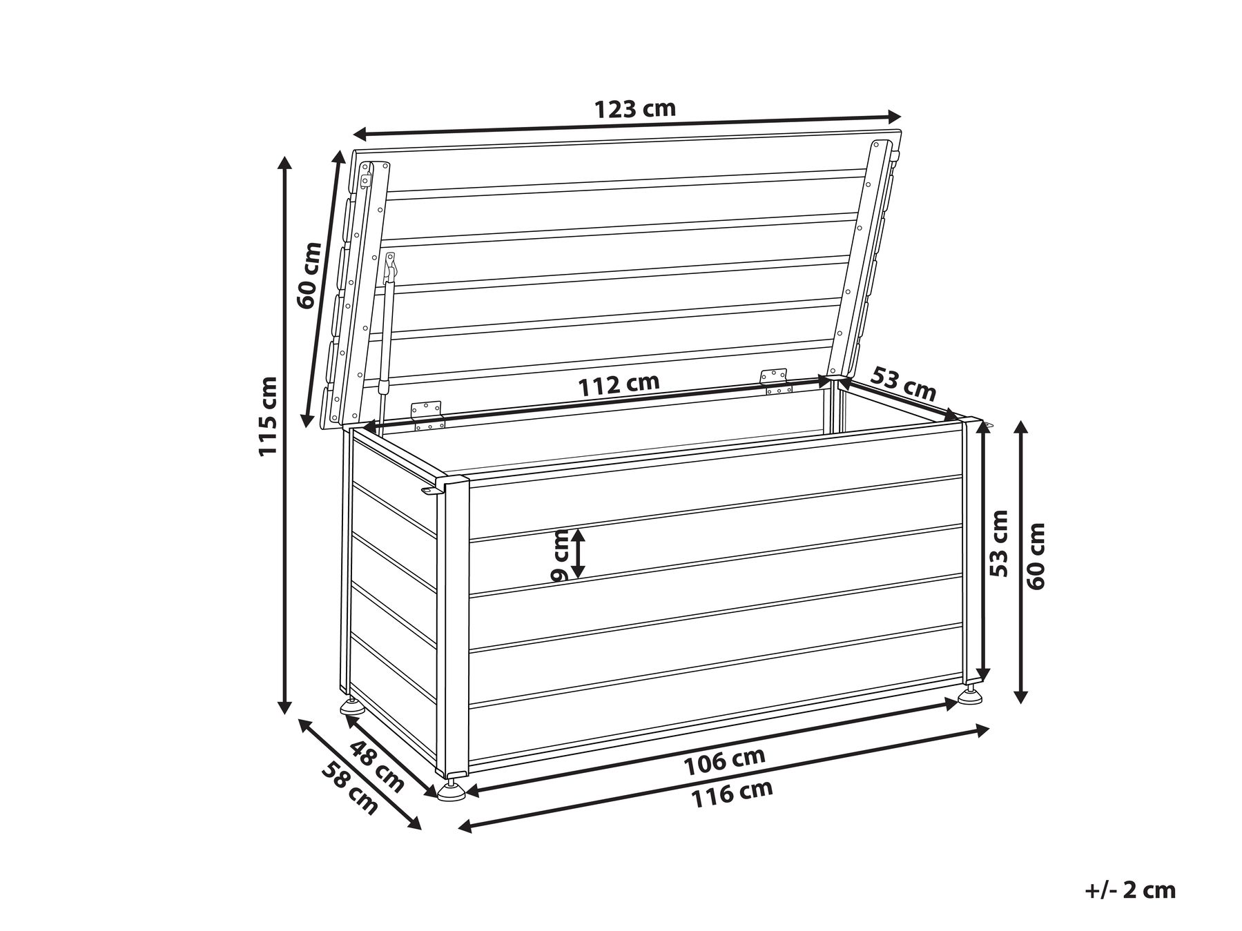 Aufbewahrungsbox CAMPALTO 123 cm 60 cm Metall Dunkelbraun_937890