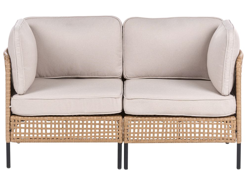 Garden Sofa 2 Seater OMEGANA PE Rattan Light Beige