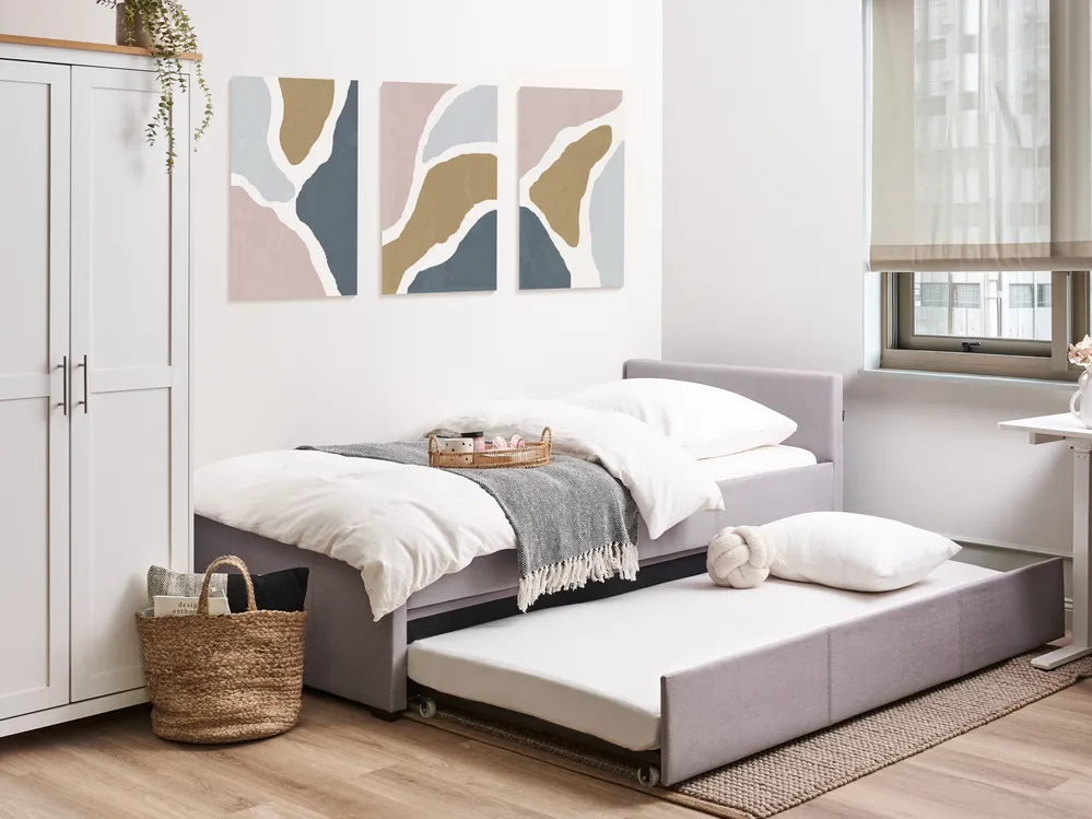 Ausziehbett Stoff MARMANDE 90 x 200 cm Hellgrau