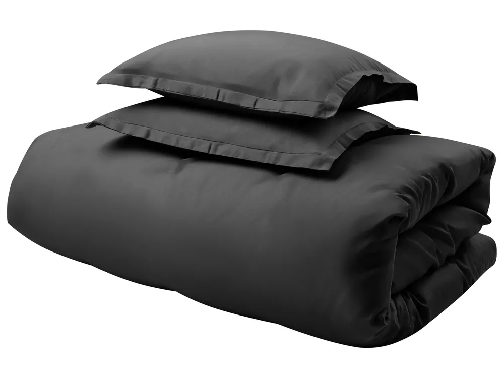 Bettwäsche-Set PARKROSE 220 x 240 cm Baumwollsatin Schwarz_1060073