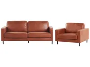 Sofa Set 4-Sitzer SAVALEN Kunstleder Goldbraun_779213