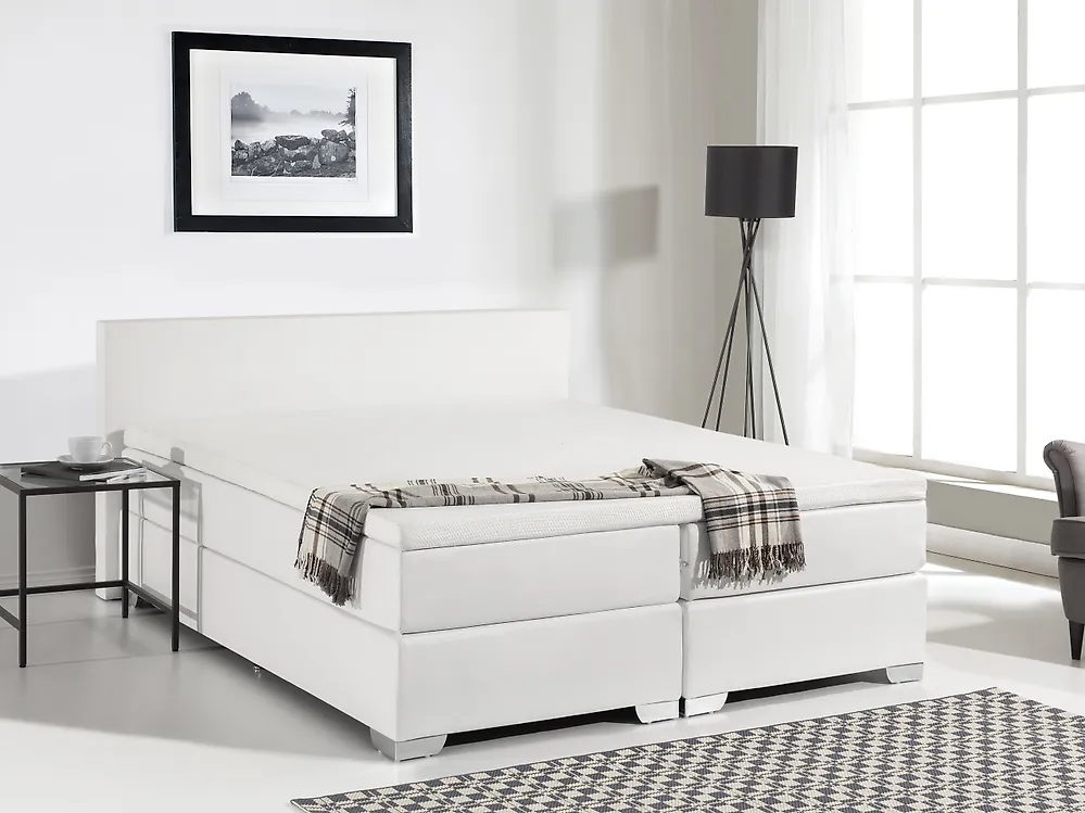Divan Bed Faux Leather PRESIDENT 180 x 200 cm (EU Super King) White_1175020