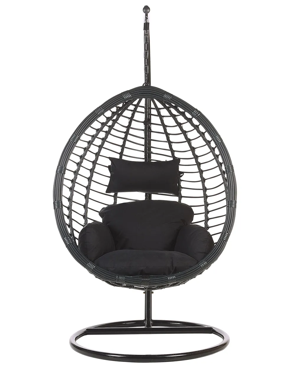 Hanging Chair with Stand TOLLO PE Rattan Black_763784