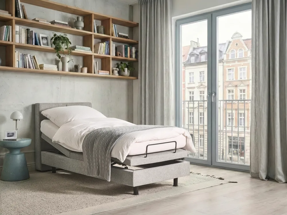 Adjustable Bed Fabric VICEROY 80 x 200 cm (EU Small Single) Light Grey_1061997