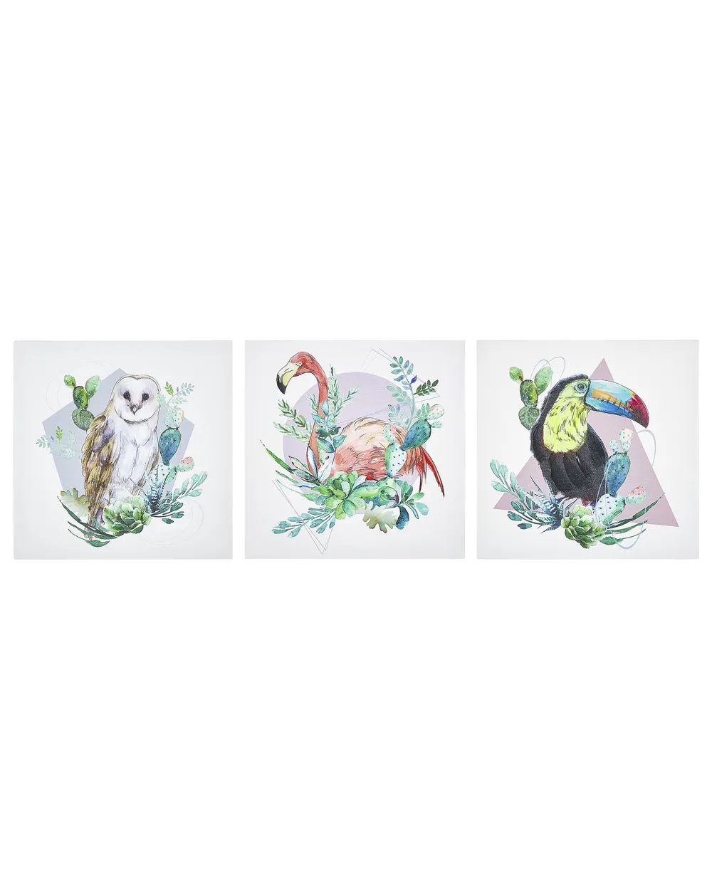 Leinwand 3er Set MENAKA 30 x 30 cm Tiermotiv Bunt
