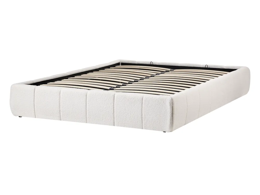 Ottoman Bed without Headboard GENAS Boucle Off-White 140 x 200 cm (EU Double)_1070367