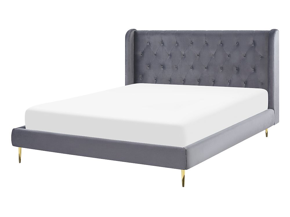 Bed Velvet FORBACH 140 x 200 cm (EU Double) Grey