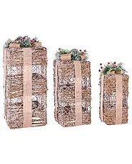 Weihnachtsdekoration 3er Set LED NAKILLA 64/54/42 cm Weihnachtsgeschenke Braun_1179704