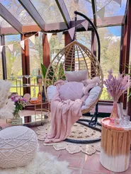 Hanging Chair with Stand ARSITA PE Rattan Natural_828352