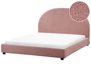 Bett mit Lattenrost Bouclé VAUCLUSE 140 x 200 cm Pastellrosa_977318