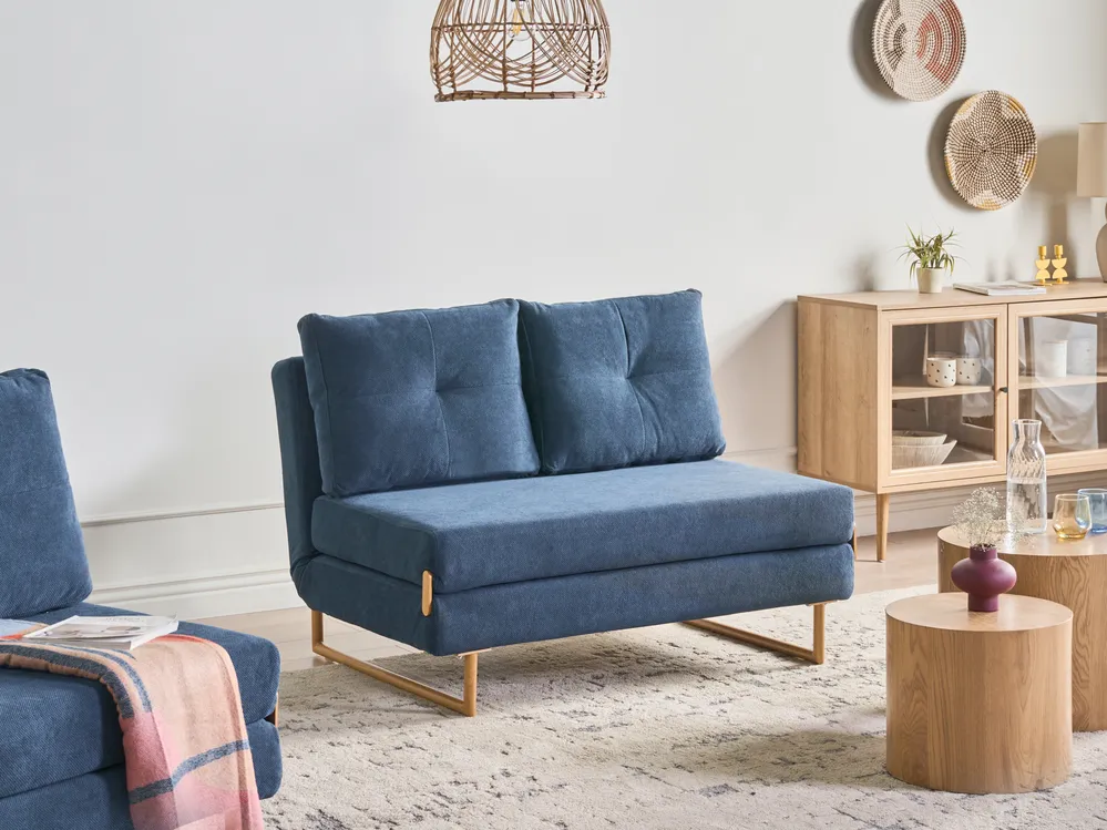 Schlafsofa 2-Sitzer JERSLEV Stoff Blau