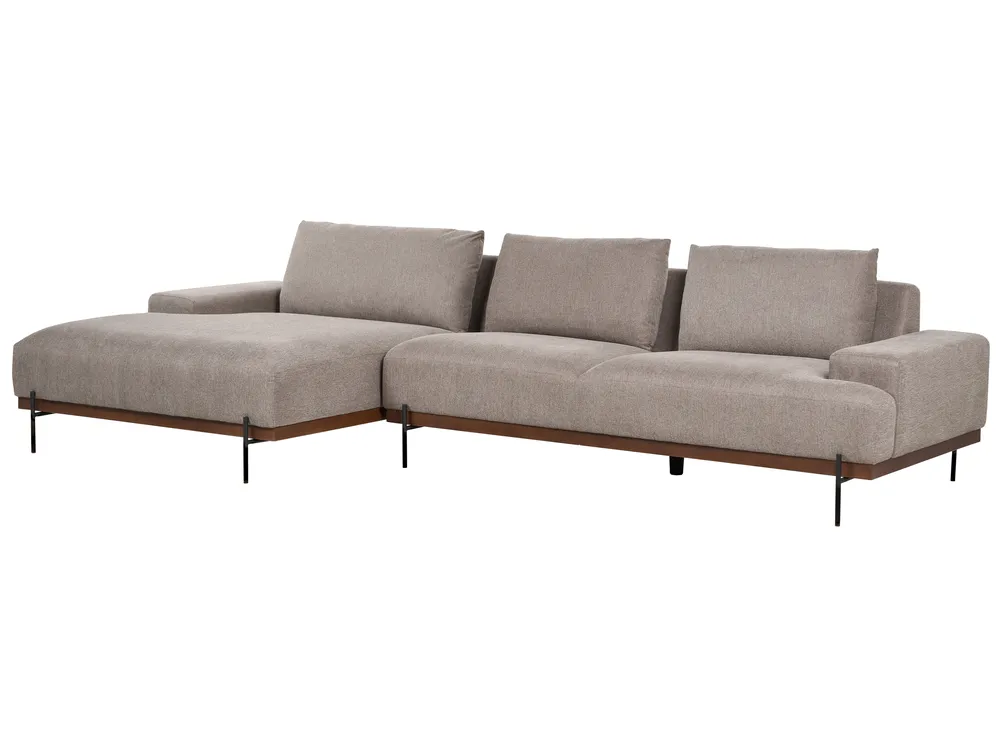 Ecksofa 4-Sitzer MARIFERD Stoff Hellbraun rechtsseitig_903275