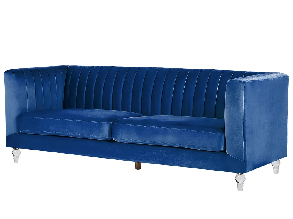 Sofa 3 Seater ARVIKA Velvet Navy Blue_806172