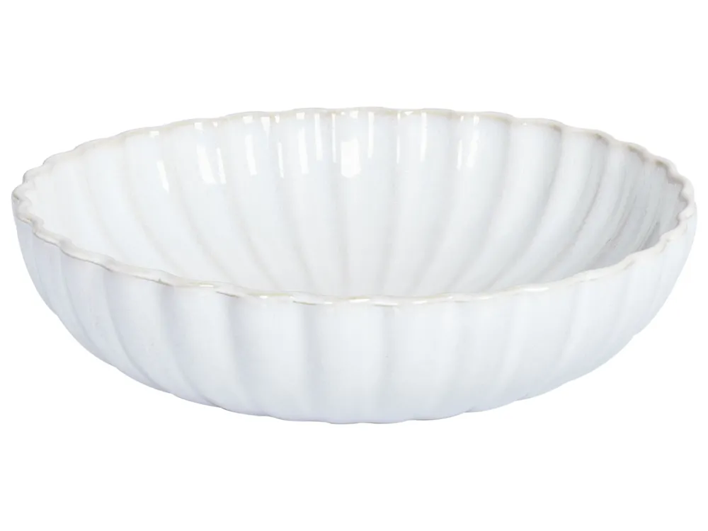 Set of 8 Deep Plates NETTLE Stoneware Off-White_986488