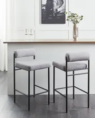 Set mit 2 Barstühlen AMAYA Bouclé Grau_928345